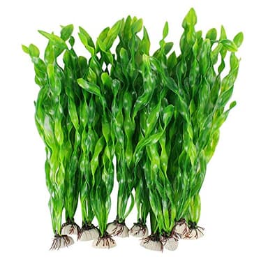 MyLifeUNIT Artificial Seaweed Water Plants for Aquarium, Plastic Fish Tank Plant Decorations 10 PCS (12 Inches Tall, Green)