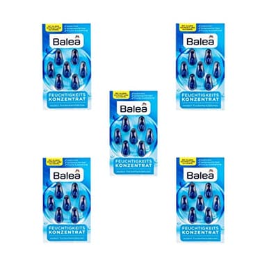 5 packs x 7 pcs I 35 applications I Balea Moisturizing Concentrate - Hydrating Oil Facial Capsules with Seaweed Extract, Vitamin E and Olive Oil, Germany