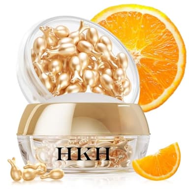 HKH Vitamin C Super Serum for Face - Anti Aging Skincare Vitamin E Facial Serum Capsules with Niacinamide - Vit C Serum Oil for Women - Moisturise & Even Skin Tone - Travel Friendly (38 Capsules)