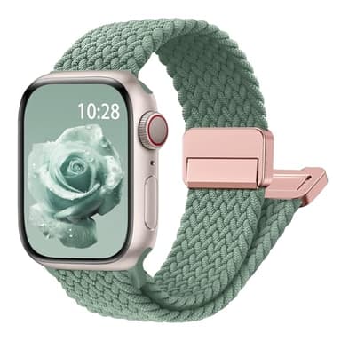 Magnetic Braided Stretchy Loop - Compatible with Apple Watch Band 42mm 46mm 40mm 41mm 44mm 45mm 38mm Ultra/2 49mm Women Men,Elastic Woven Fabric Nylon Strap for iWatch Ultra Series 10 9 8 7 6 5 4 3 SE