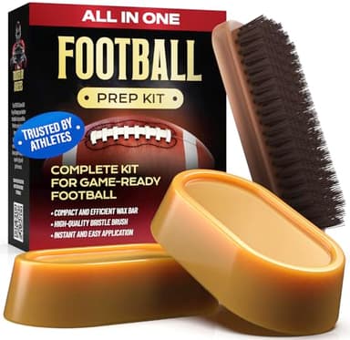FORTIVO 3 in 1 Football Prep Kit - for Secure Grip and Improved Tack, Leather Football Wax and Accessories for Professional and Youth Players - with 2 Wax Bars & 1 Brush