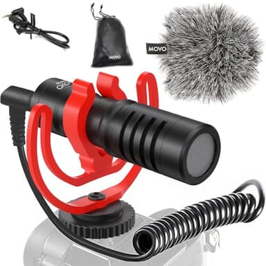 Movo VXR10 Universal Shotgun Mic for Camera - Camera Microphone for DSLR, iPhone and Android Smartphones - Compatible with Canon EOS, Nikon, and Sony Cameras - Professional Video Microphone
