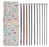 Tunisian Crochet Hooks Set Afghan Crochet Hooks Aluminum Needles Tools for Beginners+ Burable Cloth Case 11-Pack