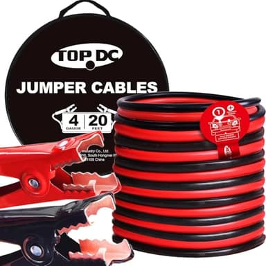 TOPDC 4 Gauge 20 Feet Jumper Cables for Car, SUV and Trucks Battery, Heavy Duty Automotive Booster Cables for Jump Starting Dead or Weak Batteries with Carry Bag, (TD-P0420)