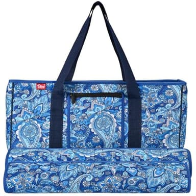 yookee home Mahjong Bag Neoprene Mahjong Tile Bag with Two Wrappers (Case Only), not Include Mahjong Accessories Mahjong Tote Bag for Women or Men Blue Paisley