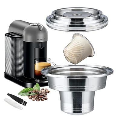 Sesama Reusable Coffee Pods Adapter Stainless Steel Converter Holder Compatible with Nespresso Vertuo ENV135 GCA1 Machine Brewing Espresso Original line Coffee Flavor, Sliver