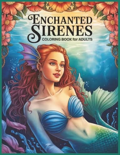 Enchanted Sirenes Coloring Book for Adults and Teens Large Print: 60 Grayscale images of Magical Mermaids for Fun and Relax (Grayscale Creations)