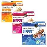 Simply Protein - Dipped Bars Variety Pack, 15 Bars - Cookies and Crème (1), Chocoberry (1), and Birthday Cake (1) Flavors - Plant Based Snacks for Kids - 7g Protein, 4g Sugar, 100 Calories - 3 Boxes