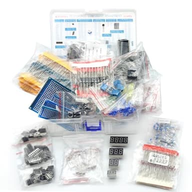 Minidodoca Electronic Component Kit & Total 2038 Pcs, LED Diodes, Metal Film Resistors, Electrolytic Capacitor Package,Diodes, Ceramic Capacitors,IC,PCB,Digital Tube, Common Transistor Assortment Box