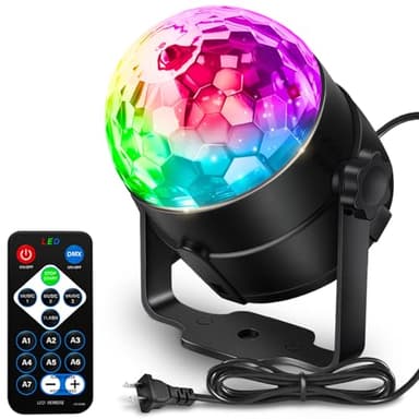 Disco Ball DJ Party Lights Sound Activated with Remote Control Strobe Lamp 7 Modes Stage Light for Home Room Dance Parties Karaoke Halloween Christmas Birthday Decorations