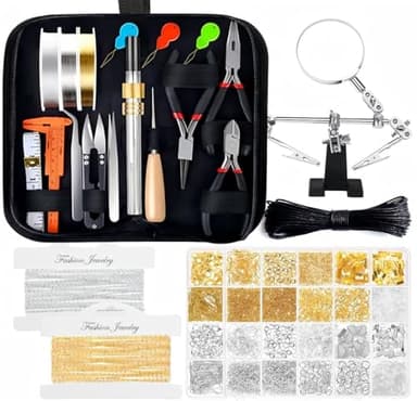 GoddenMene Adult Jewelry Making Supplies kit, Jewelry Making Materials and Tools, Including Jewelry Pliers, Wire, Necklace Chain, Discovery Items, Magnifying Glass and Storage Bag, Repair Assistant