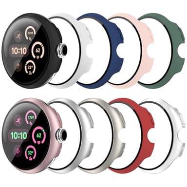 Tiorecime 10 Pack Case for Google Pixel Watch 3/2/1 41mm with Tempered Glass Screen Protector, Shockproof Hard PC Bumper, All-Around Protective Cover Compatible with Pixel Watch 3/2/1 41mm Accessories