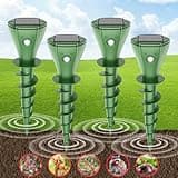 Mole Repellent Solar Powered, 2025 Upgrade IPX7 Waterproof Gopher Vole Repellent for Lawn Garden Yard, Repellent Rat, Squirrel, Skunk, Mole, 4 Pack