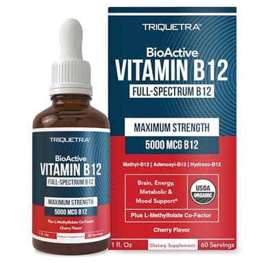 BioActive Vitamin B12 5000 mcg | Contains 3 BioActive Forms B12 Plus Methylfolate Cofactor - Methyl B12, Adenosyl B12 & Hydroxy B12 | Sublingual Form, Berry Flavor, Organic, Vegan (60 Servings)