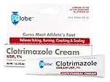 Globe Clotrimazole Antifungal Cream 1% USP (1 oz), Anti Fungal Treatment, Relieves Itching, Burning, Cracking and Scaling Associated Athletes Foot, Jock Itch, Ringworm and More