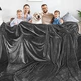 Aemilas Big Fleece Blanket Oversized King 120x120 Inches - 370GSM Extra Giant 10'x10' Family Blankets for All Season with Super Soft Flannel for Bed Sofa Couch (Dark Grey)
