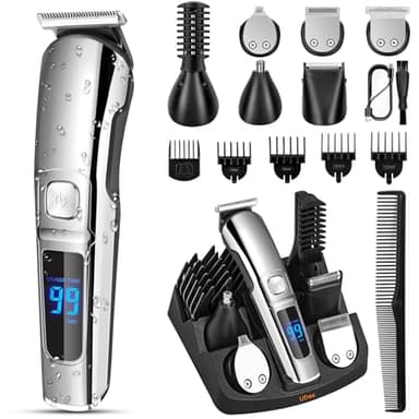 Ufree Beard Trimmer for Men, Waterproof Electric Razor for Nose, Body, Face & Mustache, Cordless Hair Clippers Shavers Grooming Kit, Valentines Day Gifts for Men Husband Father