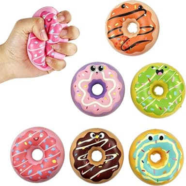 6pcs Squeeze Donut Toys Slow Rising Cute Soft Doughnut Squishys for Kids and Adults for Party Decoration Birthday Gifts and Classroom Rewards (Doughnut Style Random