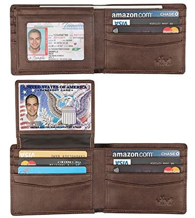 Wallet for Men-Genuine Leather RFID Blocking Bifold Stylish Wallet With 2 ID Window (Coffee-galaxy)