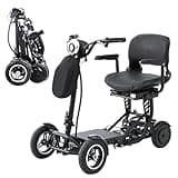 All-Terrain 4-Wheel Foldable Electric Scooter Lightweight Folding Mobility Scooter for Adults & Seniors, 25Miles Long Range, 15.6AH Lithium Battery, 3-Speed Mode, Max Load 300lbs (Black)