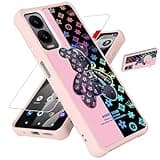 jioeuinly for Cricket Debut S3 Case Compatible for ATT AT&T Vista 2 Phone Case Cover [with Tempered Glass Screen Protector][Hard PC + Soft Silicone][Ring Support] [Colorful Reflect Light] IMDF-JXX