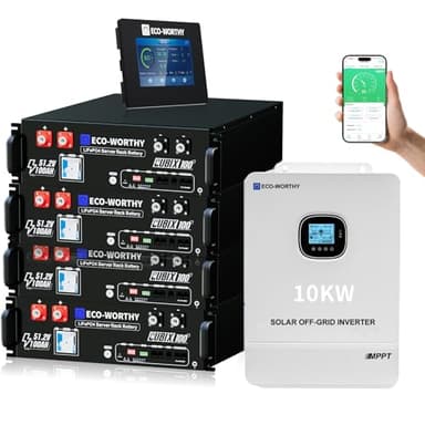 ECO-WORTHY Home Power Station Backup Power,AC 10000W Output+20480Wh LiFePO4 Battery Support Communication,Bluetooth and WiFi,LCD Battery Monitor,for Home Backup,Emergency,Solar System Components