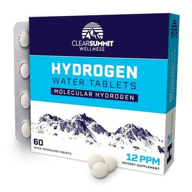 ClearSummit Wellness Hydrogen Water Tablets with Magnesium, H2 Molecular Hydrogen Tablets for Drinking Water, 12 PPM Quick Dissolve, Supports Energy, GMO-Free & Gluten-Free (60 Tablets, Unflavored)