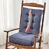 SUNROX Memory Foam Non Slip Rocking Chair Cushion, FadeShield Water Resistant Thicken Durable Tufted Pads, Set of Seat & Back Cushion with Ties for Indoor/Outdoor Rocker, 2 Piece, Heather Indigo