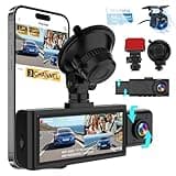 Dash Cam Front Rear and Inside, 3 Channel Dual Dash Camera for Cars WiFi 2.5K Dashcams for Car W/ 64GB Card,1440P Dashcam Front+1080P Inside Car Camera+1080P Rear Car Dash Cam,G-Sensor,IR Night Vision
