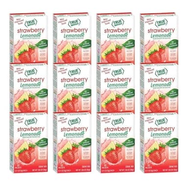 True Lemon Strawberry Lemonade 10ct (Pack of 12) - Drink Mix - No Artificial Sweeteners, Low Calorie - Powdered Drink Mixes & Flavors - Water Flavor Packets & Water Enhancer with Stevia