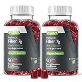 Prebiotic Fiber Gummies for Adults, 7g - Zero Sugar Added - Fiber Supplement Gummies for Digestive Health Regularity & Natural Weight Support - Vegan, Gelatin Free - Chewable Fruit Flavored Gummy