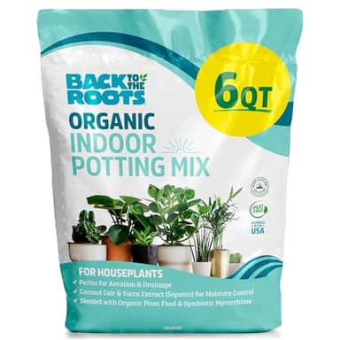 Back to The Roots 100% Organic Indoor Potting Mix (6 Quart), Promotes Healthy Houseplant Growth, Made in The USA