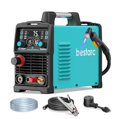 bestarc Pilot Arc Plasma Cutter, [Large LED Display][Air Sensor] 75A Plasma Cutter Machine 110/220V Dual Voltage, 1/2 Inch Clean Cut 1.2 Inch Max Cut, Post Flow Mesh, 2T/4T for Beginners DIY