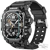 amBand Compatible with Apple Watch Ultra 2/Ultra Bands Case 49mm for Men, M3 Rugged Cover Military Sport Strap with Screen Protector, Heavy Duty Protective Bumper for iWatch 49 mm - Matte Black