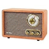 Victrola Retro Wood Bluetooth Radio with Built-in Speaker,Elegant & Vintage Design, Rotary AM/FM Tuning Dial, Wireless Streaming, Walnut