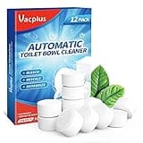 Vacplus Toilet Bowl Cleaner Tablets 12 PACK, Automatic Toilet Bowl Cleaners with Bleach for Deodorizing and Descaling, Bathroom Cleaner Against Tough Stains