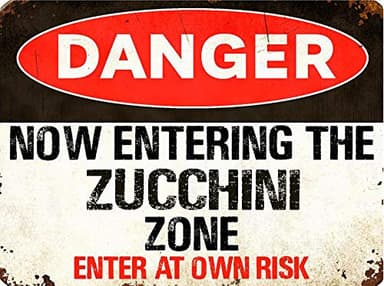 Zucchini Danger You are Entering Zone Rustic Vintage Look 6" Wide Decal Bumper Sticker for use on Any Smooth Surface