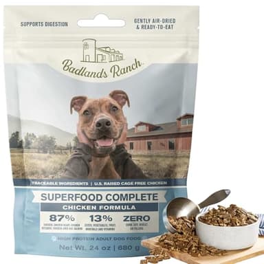BADLANDS RANCH by Katherine Heigl – Superfood Complete Air-Dried Chicken Dog Food – High Protein with Superfoods for Daily Wellness & Consistent Nutrition – 24 oz