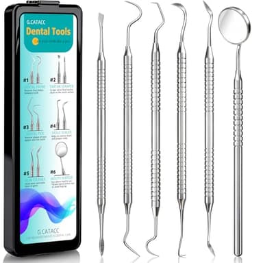 CATACC PRO Dental Tools, Dental Pick for Teeth Cleaning, Stainless Steel Hygiene Kit with Tooth Scraper Plaque Tartar Remover - with Case