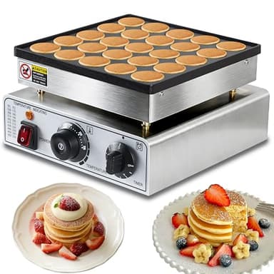 Mini Pancake Maker 25pcs Dutch Pancake Maker 950W Mini Pancakes Maker Machine Commercial Electric Dutch Pancakes Maker, Non-stick hotcakes Maker for Restaurant