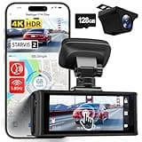 REDTIGER 4K HDR Dash Cam Front and Rear, STARVIS 2 Sensor, 5.8GHz WiFi APP, 3.18" Touchscreen, Voice Control, 128G Card Included, WDR, Dash Camera for Cars with GPS, 24H Parking Mode(F7N Elite)
