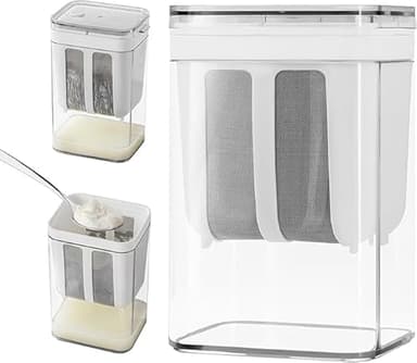 Greek Yogurt Strainer, 1800ml Multi Yoghurt Maker Strainer with Fine Mesh Bag & Lid for Thick Greek Yogurt, Soybean Milk, Kefir, Berries, Soup, Fruit Juice, Coffee