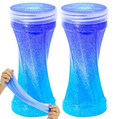 GHOBROFY Galaxy Slime 2 Pack, Stress Relief Clear for Kids Education, Party Favors Soft & Non-Sticky Crunchy for Girls & Boys, Blue