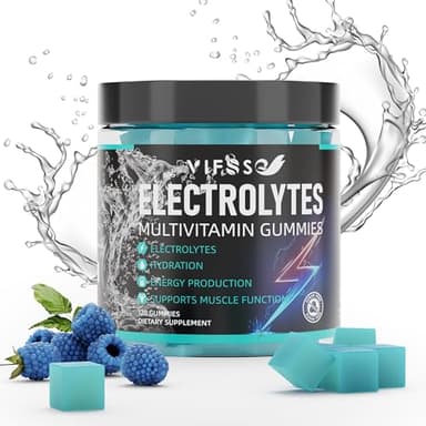 VIFSSG Electrolytes Gummies No Sugar, 120 Chewable Electrolyte Gummies with 6 Electrolytes for Runners and Endurance Sports, Refreshing Blue Raspberry, Hydration Electrolyte Chews, 1 Pack