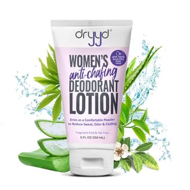 DRYYD Womens Deodorant Lotion For Anti Chafing, 5oz Tube, Talc Free Body Powder, No Talcum Powder, Feminine Hygiene, Sweat Itch Cream, Prevent Sweat On Breasts Inner Thighs and Butt, Gift For Women