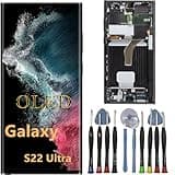 OLED Galaxy S22 Ultra Screen Replacement for Samsung S22ultra 5G Display Touch Screen Digitizer Assembly S908U S908B/DS S908U1 S908W S908E LCD Support Fingerprint and S-Pen (with Black Frame+Tools)