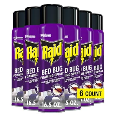 Raid Bed Bug Foaming Spray, for Indoor Use, Non-Staining 16.5 Ounce (Pack of 6)