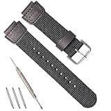 RCNZWQB Nylon strap Compatible with Casio SGW-300H SGW400 SGW500 AE-1200WH AEQ-110W 18mm Leather strap men's watchband accessories Black