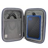 co2CREA Hard Travel Case Replacement for WD My Passport Go Cobalt SSD 500G / 1TB Portable External Storage (Black Case + Blue Zipper)