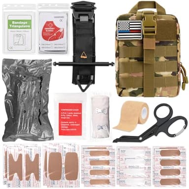 41 PCS IFAK Trauma Kit with Tourniquet, 4-Inch Israeli Bandage, Tactical First Aid Kit for Car, Camping, Hiking and Travel with Molle Bag (Camouflage Green)